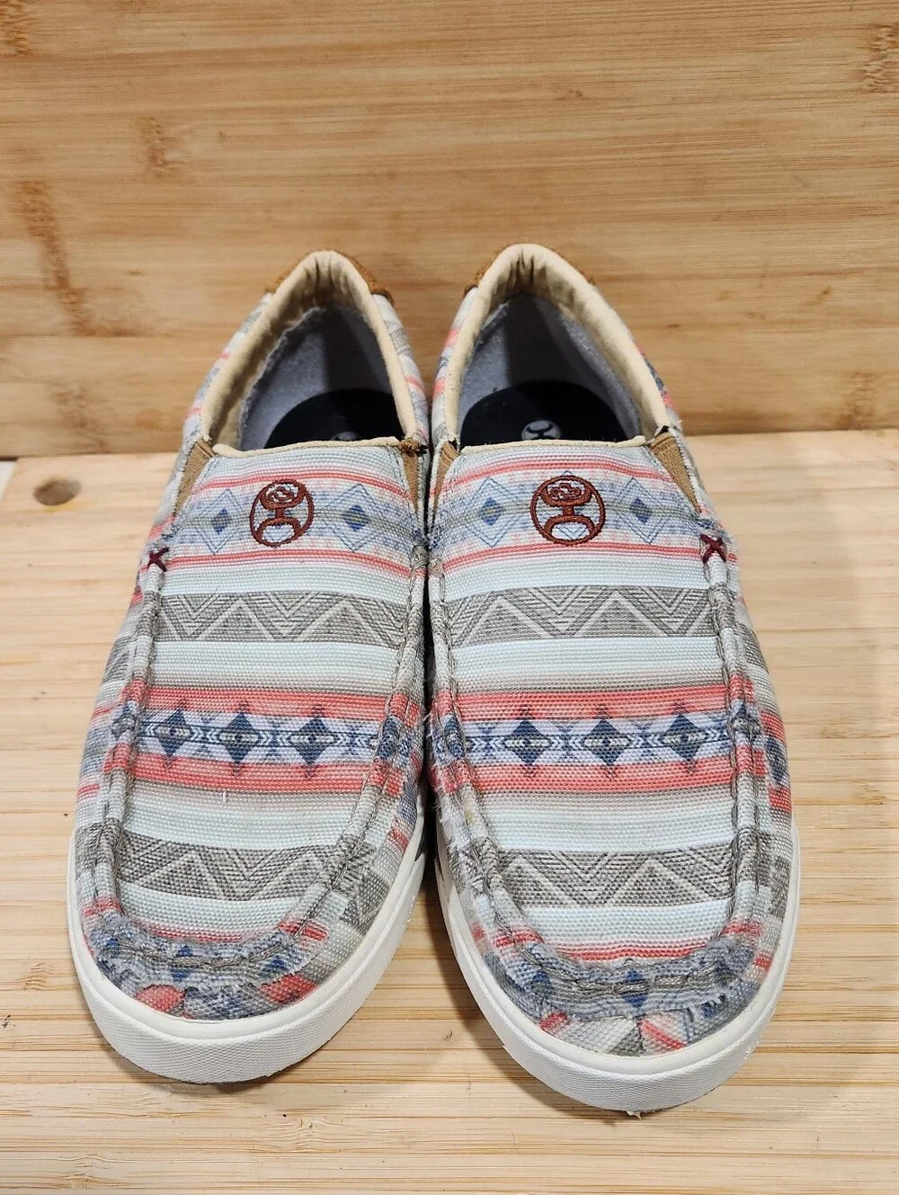 Twisted X Hooey Youth Slip On Loper Shoes Size 5M Aztec Canvas YHYC007 Western